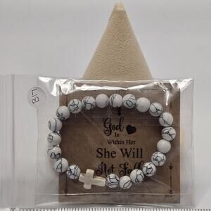 God Is Within Her She Will Not Fail White Marble Braclet Psalm 46:5